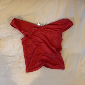 Red sexy over the shoulder crop top